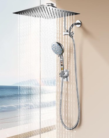 8 Modern Square Shower Heads That Will Transform Your Bathroom 9 Cobbe 12 Inch All Metal 3-Way Rain Shower Head, High Pressure Shower Head, Dual Shower Heads with Handheld Spray Combo - Upgrade Extension Arm Height Adjustable - 9 Spray Filtered Shower Head, Chrome