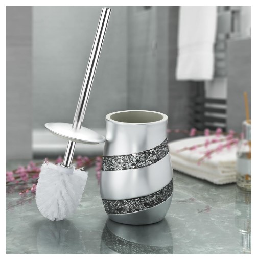 Unique Decorative Toilet Brush Holders for Every Style 1 Creative Scents Toilet Brush and Holder Set - Silver Mosaic Toilet Bowl Brush and Holder, Toilet Cleaner Brush with Sturdy Stainless Steel Handle, Bathroom Toilet Scrubber Brush with Decorative Holder