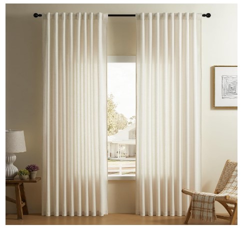 10 Cozy Bedroom Curtains That Will Transform Your Space 17 DaysU Ivory Curtain Panels 84 Inches Long, Farmhouse Curtains for Bedroom 2 Panels Set, Semi Sheer Linen Curtain for Living Room, Aesthetic Rod Pocket Hook Belt Curtains Light Filtering