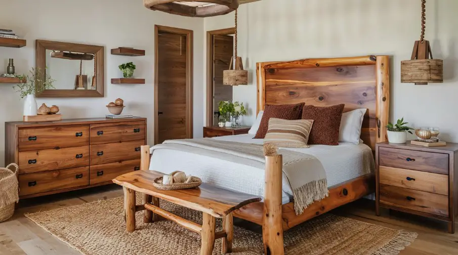 10 Rustic Bedroom Furniture Ideas for a Charming Home 1 Embrace Natural Wood