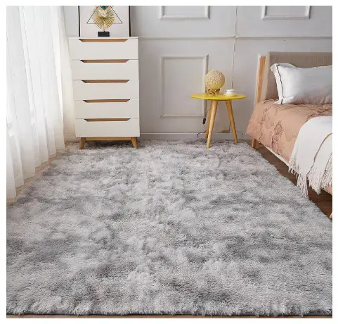 7 Affordable Cozy Bedroom Rugs Under $100 9 Floralux Fluffy Rugs for Bedroom Living Room,3x5 Feet Plush Shag Area Rug for Nursery Kids Room,Light Grey Tie dye Non Slip Fuzzy Shaggy Soft Room Carpets for Girls Boys Playroom
