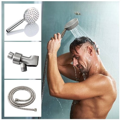 7 Stylish Brushed Nickel Shower Heads with Handheld You Need to See 13 HammerHead Showers® ALL METAL Handheld Shower Head with Hose and Brass Holder - BRUSHED NICKEL - 2.5 GPM High Pressure Shower Heads with Adjustable Shower Wand Bracket - 6ft Flexible Extension