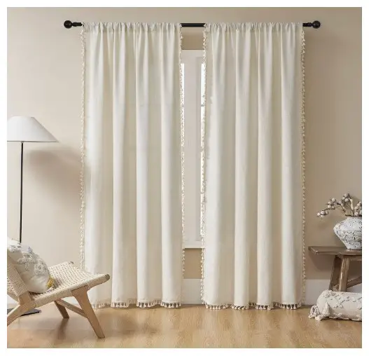 10 Cozy Bedroom Curtains That Will Transform Your Space 11 Joydeco Beige Boho Curtains 84 Inches Long 2 Panels Set, Cream Boho Curtains for Bedroom Living Room, Super Soft Light Filtering Country Rustic Semi Sheer Farmhouse Curtains Rod Pocket