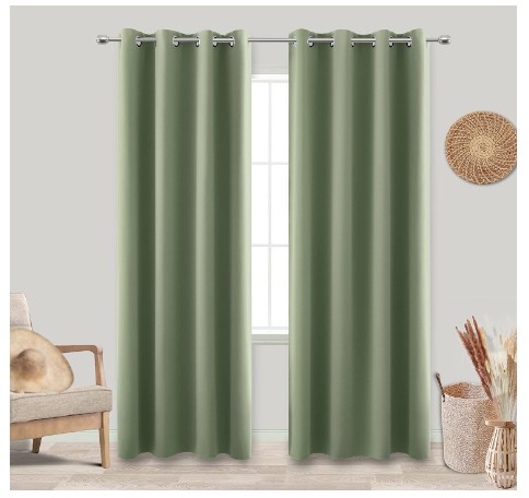 10 Cozy Bedroom Curtains That Will Transform Your Space 5 KOUFALL Sage Green Blackout Window Curtains for Bedroom 84 Inch Length 2 Panels Set Thermal Insulated Dark Black Out Drapery Grommet Room Darkening Curtain Drapes for Living Room
