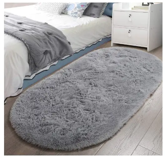 7 Affordable Cozy Bedroom Rugs Under $100 3 LOCHAS Fluffy Gray Bedroom Rug 2.6' x 5.3', Shaggy Area Rug for Bedroom Bedside, Soft Oval Throw Rugs Carpet for Living Room Kids Girls Home Decor