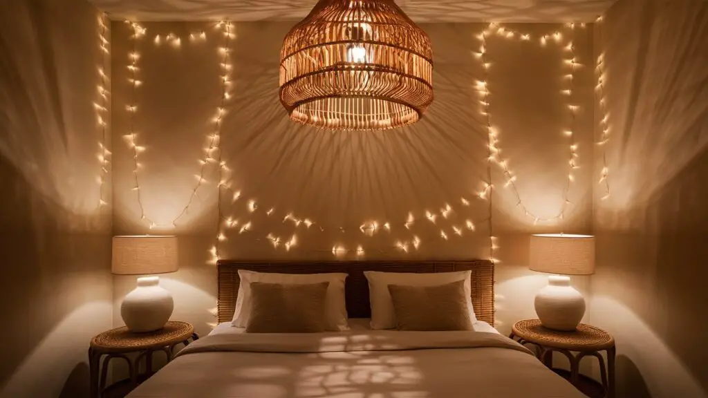 10 Modern Bohemian Bedroom Décor Ideas to Create a Cozy Oasis 5 Lighting Natural Materials and Ambient Glow