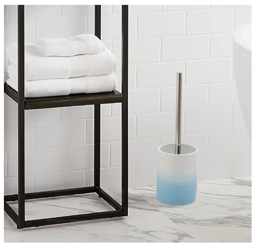 6 Stylish Ceramic Toilet Brush Holders to Upgrade your Bathroom Decor 7 Motifeur Bathroom Accessories Ceramic Toilet Brush Set - Toilet Bowl Brush and Holder (Blue and White Gradient)