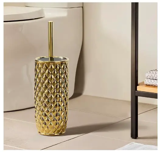 6 Stylish Ceramic Toilet Brush Holders to Upgrade your Bathroom Decor 5 Motifeur Bathroom Accessories Ceramic Toilet Brush Set - Toilet Bowl Brush and Holder (Pineapple Pattern, Gold)