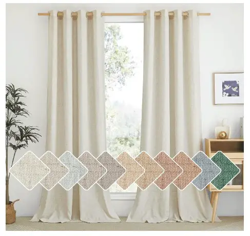 10 Cozy Bedroom Curtains That Will Transform Your Space 3 NICETOWN Natural Linen Curtains 84 inch Long 2 Panels Set, Grommet Top Thick Linen Burlap Semi Sheer Vertical Drapes Privacy Assured with Light Filtering for Bedroom/Living Room
