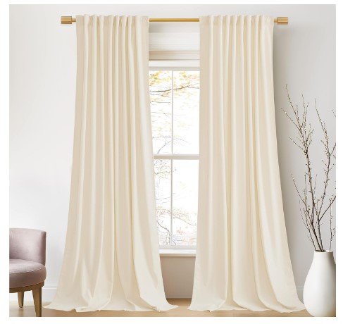 10 Cozy Bedroom Curtains That Will Transform Your Space 19 StangH Cream White Velvet Curtains - Back Tab Light Dimming Bedroom Curtains Luxury Privacy Protect Window Curtains for Living Room/Nursery Kids Room/Basemen