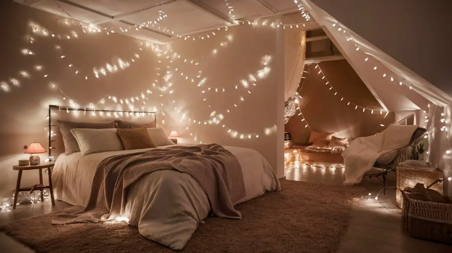 10 Cozy Bedroom Lighting Ideas for a Relaxing Retreat 1 String Lights for Romantic Ambiance