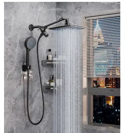 8 Modern Square Shower Heads That Will Transform Your Bathroom 3 Veken High Pressure Rain Shower Head Combo with Extension Arm- Easy to Install Wide Rainfall Showerhead with 3 Water Spray Modes – Adjustable Dual Showerhead with Anti-Clog Nozzles