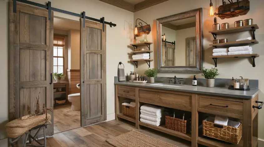 10 Rustic Bathroom Decor Ideas for a Charming Look 4 Add Rustic Vanity and Cabinetry