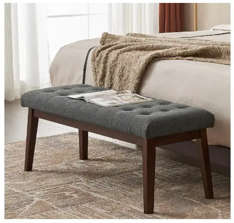 10 Comfy Bedroom Chair Ideas for Relaxing in Style 17 Befurtori Wood Upholstered Bench, Bedroom Bench End of Bed, Dining Bench with Solid Wood Legs and Button-Tufted