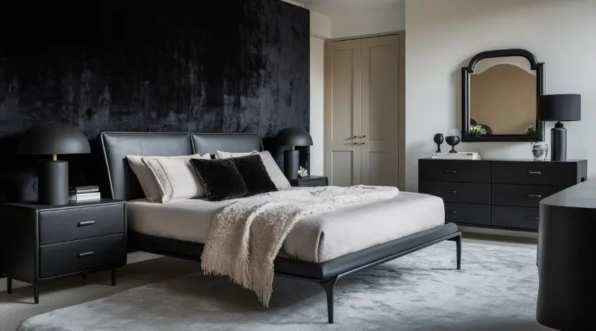 10 Stunning Black Bedroom Furniture Ideas for a Luxurious Look 1 Black Accent Walls