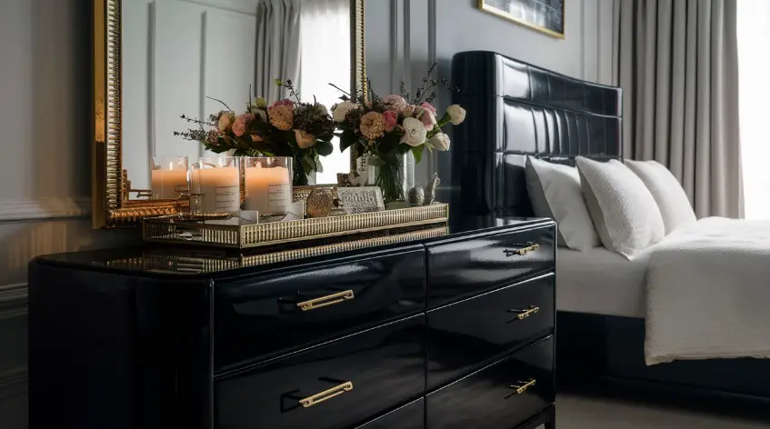 10 Stunning Black Bedroom Furniture Ideas for a Luxurious Look 3 Black Lacquered Dresser