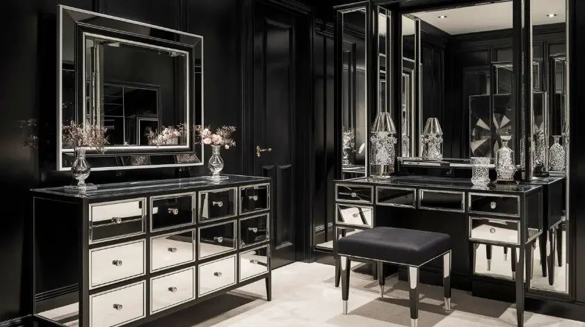 10 Stunning Black Bedroom Furniture Ideas for a Luxurious Look 10 Black Mirrored Furniture