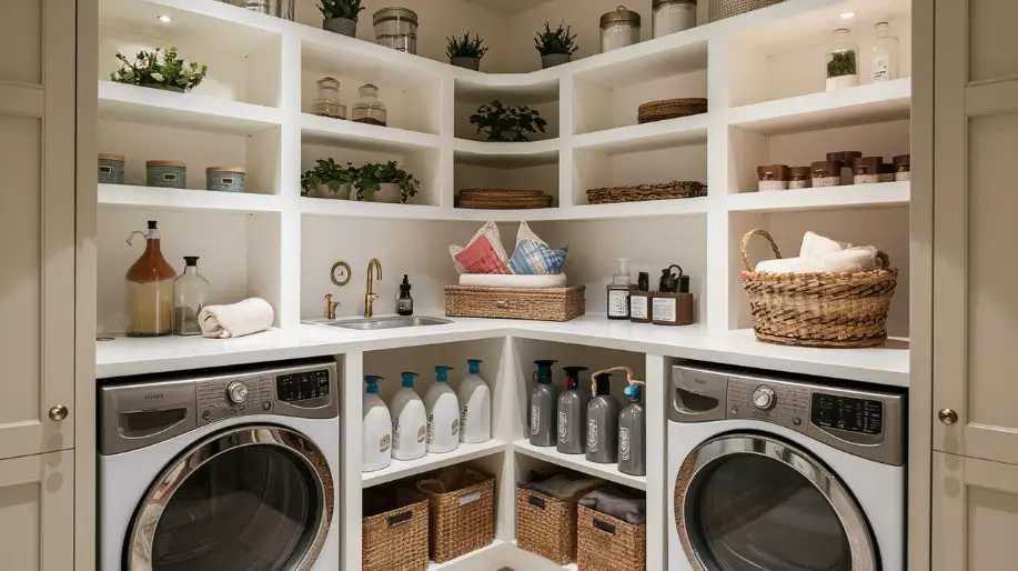 10 Laundry Room Shelving Ideas to Maximize Space 7 Corner Shelving Solutions