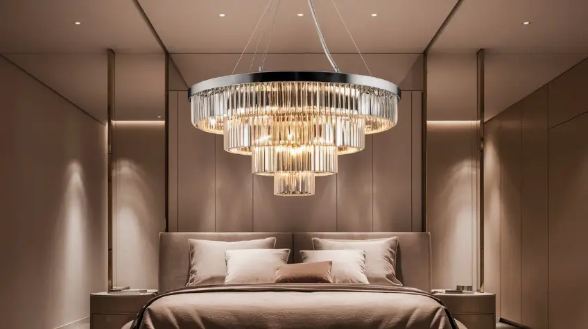 10 Master Luxurious Modern Bedroom Ideas to Refresh Your Space 3 Create a Focal Point with a Statement Lighting Fixture