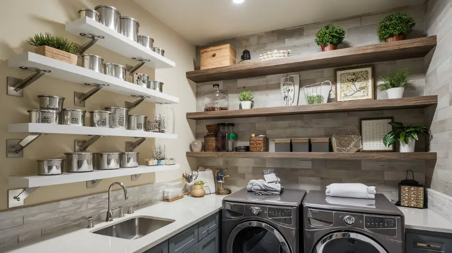 10 Laundry Room Shelving Ideas to Maximize Space 9 Decorative Wall Shelves