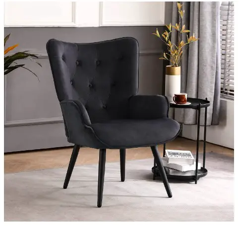 10 Comfy Bedroom Chair Ideas for Relaxing in Style 29 Furniliving Velvet Accent Chair Modern Upholstered Side Armchair with Tapered Legs Tufted Button Wingback Sofa Chairs Tall Back Reading for Living Room Bedroom