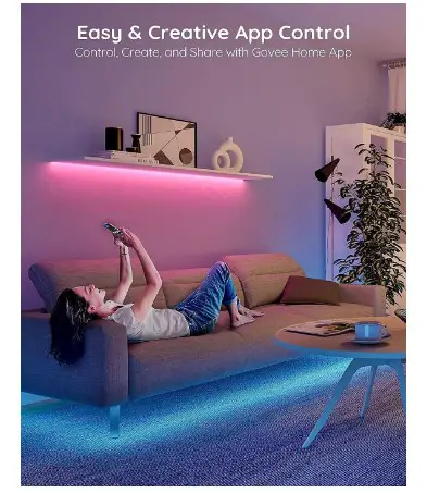 Govee 100ft LED Strip Lights, Bluetooth RGB Father's Day LED Lights with App Control, 64 Scenes and Music Sync LED Strip Lighting for Bedroom