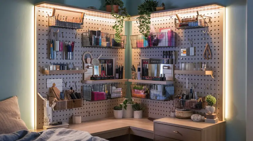 10 Storage Ideas for Small Bedrooms That Are Budget-Friendly 9 Hang a Pegboard for Organization