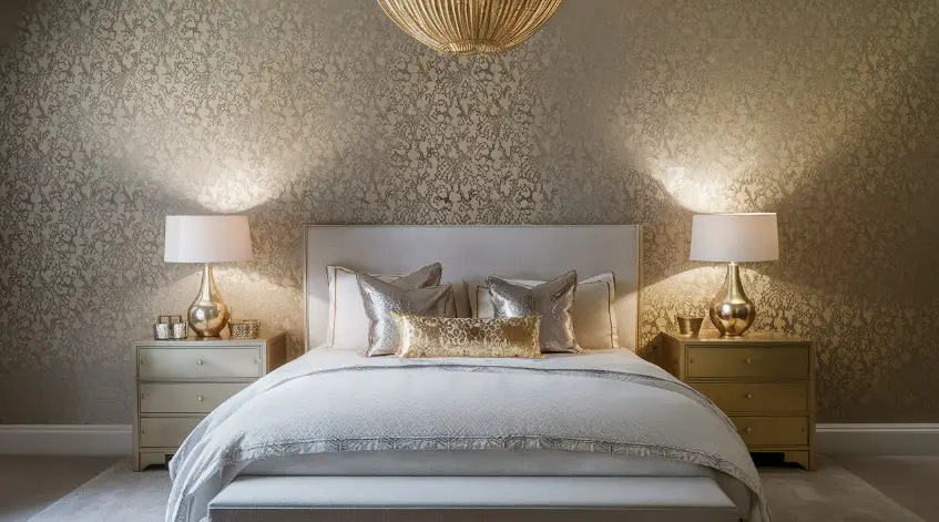 10 Modern Classy Bedroom Wallpaper Designs to Inspire Your Next Redesign 3 Luxurious Metallic Wallpaper