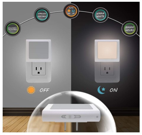 MAZ-TEK Plug in Dimmable Led Night Light with Auto Dusk to Dawn Sensor, Soft Warm White Nightlights for Hallway,Bedroom, kids Room, Kitchen, Stairway