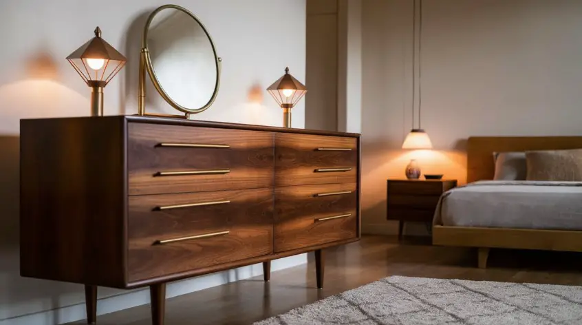 10 Modern Dresser Designs to Elevate Your Bedroom Décor 2 Mid-Century Modern Flair