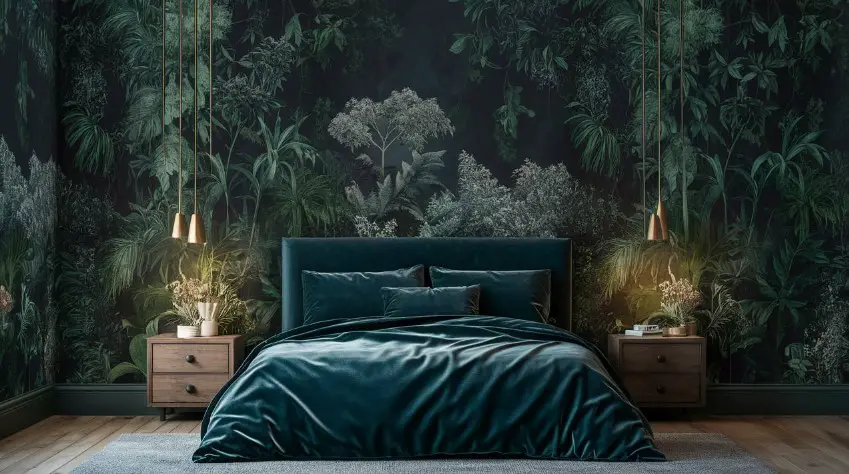 10 Modern Classy Bedroom Wallpaper Designs to Inspire Your Next Redesign 4 Moody Botanical Wallpaper