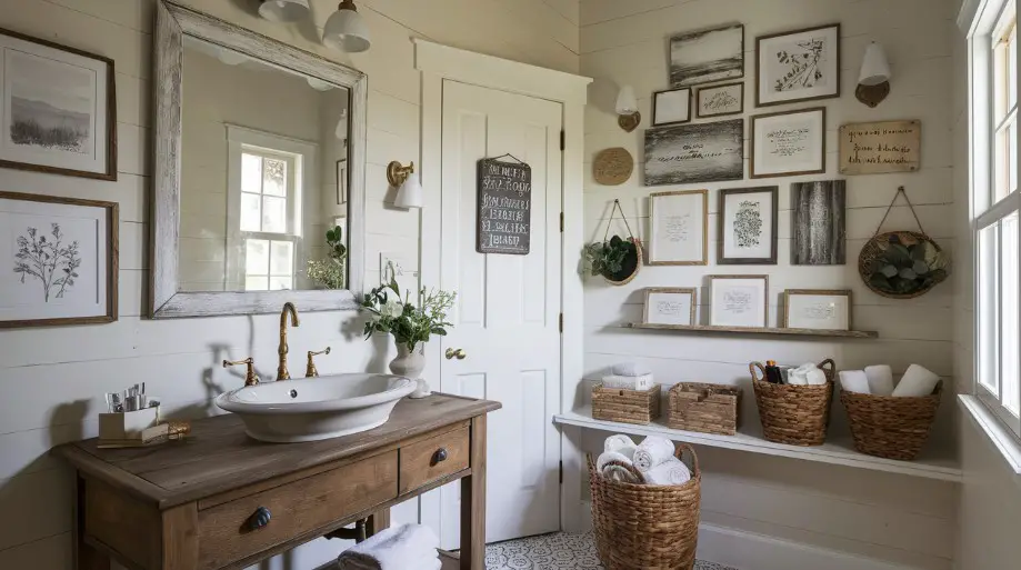 10 DIY Farmhouse Bathroom Décor Ideas You Need to Try 10 Personalize with Art and Decor