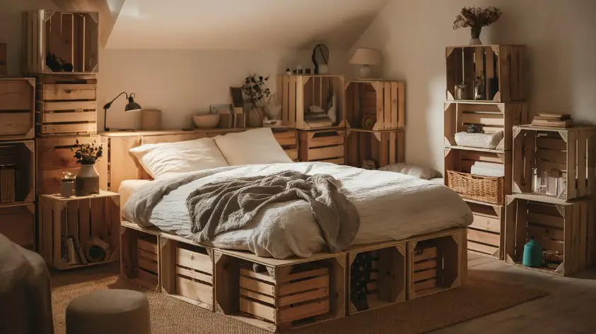 10 Storage Ideas for Small Bedrooms That Are Budget-Friendly 4 Repurpose Crates and Boxes