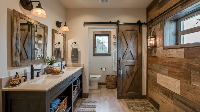 10 Budget-Friendly Small Rustic Bathroom Ideas to Try 9 Rustic Sliding Barn Door