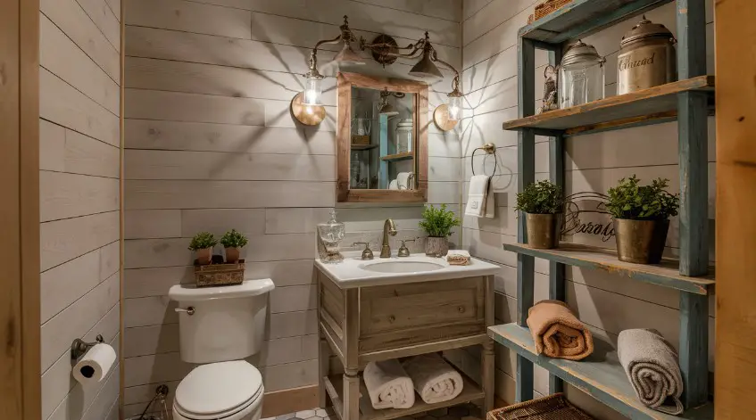 10 Budget-Friendly Small Rustic Bathroom Ideas to Try 2 Shiplap Walls