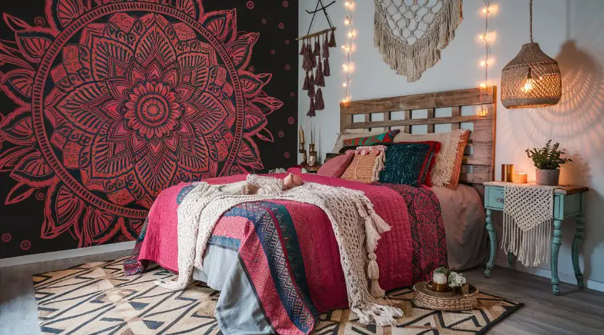 10 Dreamy Boho Bedroom Decor Ideas for a Relaxing Retreat 8 Use Peel-and-Stick Wallpaper