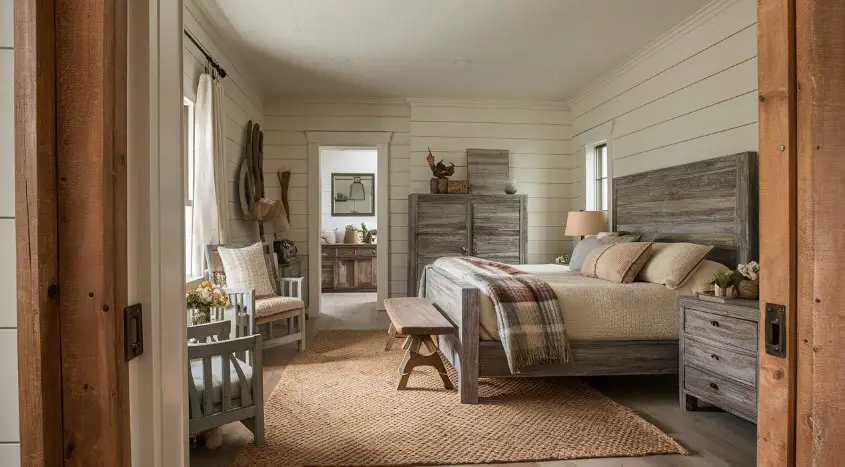 10 Charming Rustic Farmhouse Bedroom Images to Inspire Your Decor 1 Weathered Wood Accents