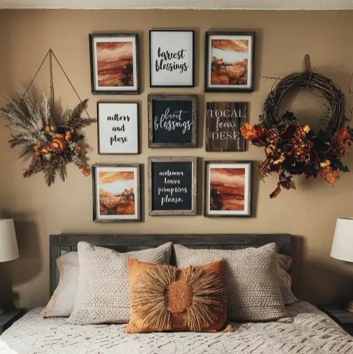 10 Must-Try Fall Decor Ideas for a Stylish Bedroom Makeover 10 Add Wall Art and Decor