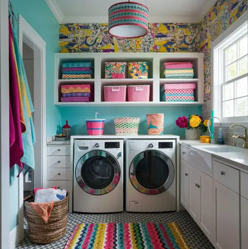 10 Small Laundry Room Makeover Ideas That Will Blow Your Mind 3 Brighten with Color