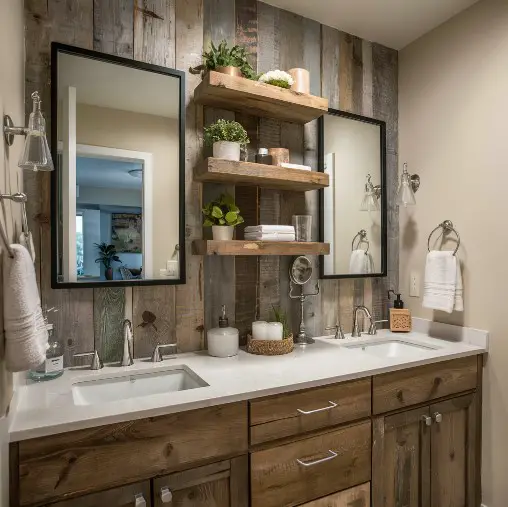 10 Stunning Rustic Bathroom Mirror Ideas to Elevate Your Space 10 Floating Shelves with Mirrors