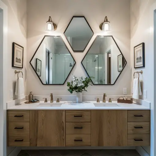 10 Elegant Bathroom Mirror Ideas That Will Elevate Your Décor 7 Geometric Mirrors