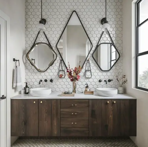 10 Stylish Bathroom Mirror Ideas That Will Elevate Your Space 5 Geometric Shapes