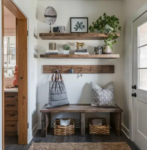 10 Must-See Modern Rustic Entryway Ideas for Your Home 9 Open Shelving Solutions