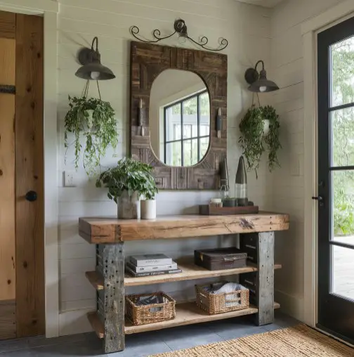 10 Must-See Modern Rustic Entryway Ideas for Your Home 1 Reclaimed Wood Accents