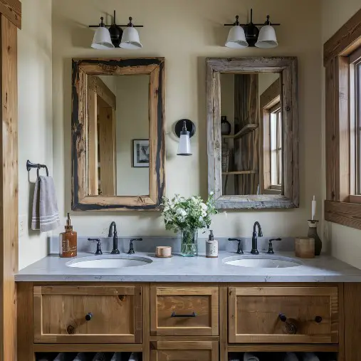 10 Stunning Rustic Bathroom Mirror Ideas to Elevate Your Space 1 Reclaimed Wood Framed Mirrors