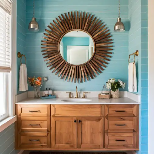 10 Stunning Coastal Bathroom Mirror Ideas You’ll Love 10 Round Sunburst Mirrors