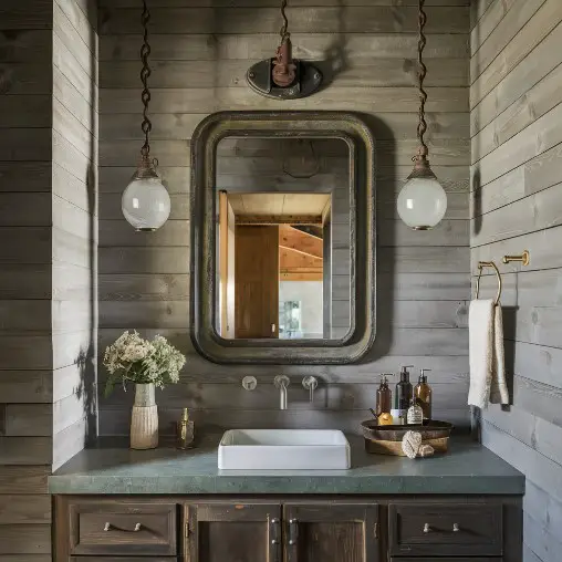 10 Stunning Rustic Bathroom Mirror Ideas to Elevate Your Space 5 Rustic Metal Framed Mirrors