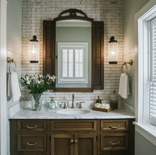 10 Stunning Rustic Bathroom Mirror Ideas to Elevate Your Space 7 Shutter Style Mirrors