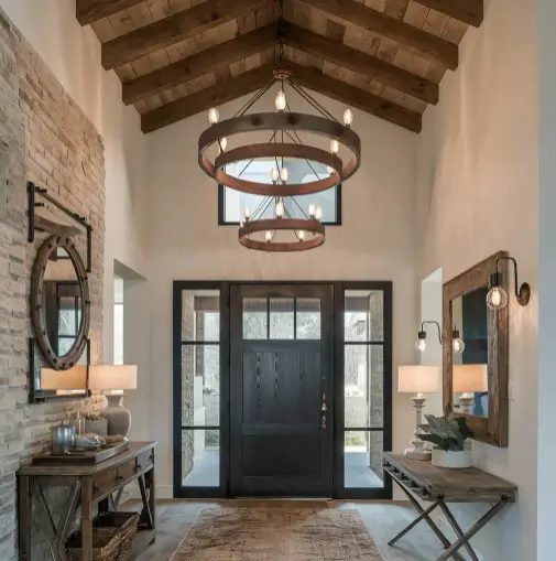 10 Must-See Modern Rustic Entryway Ideas for Your Home 3 Statement Lighting Fixtures