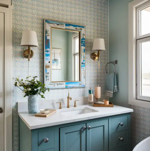 10 Stunning Coastal Bathroom Mirror Ideas You’ll Love 7 Vintage Beach Prints Mirror
